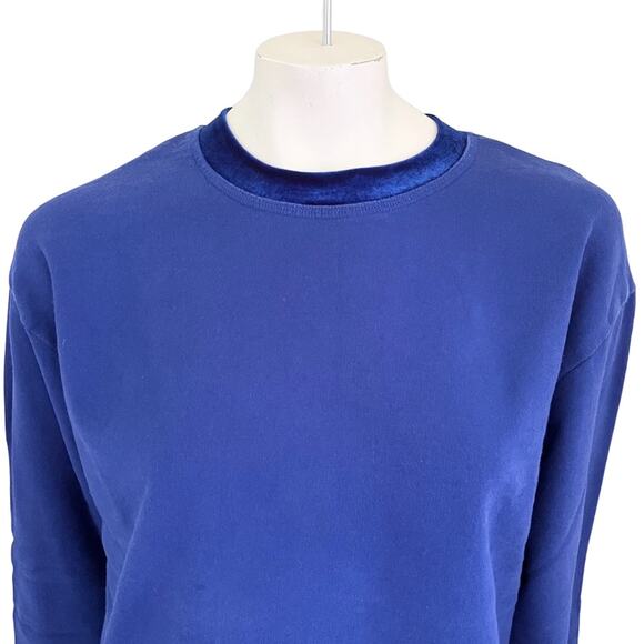 VTG GANTOS Velvet Trimmed Sweatshirt in Royal Blue SZ XL - Picture 2 of 12